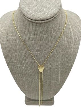 Adornia Gold Tone Heart Bolo Lariat Box Chain Necklace